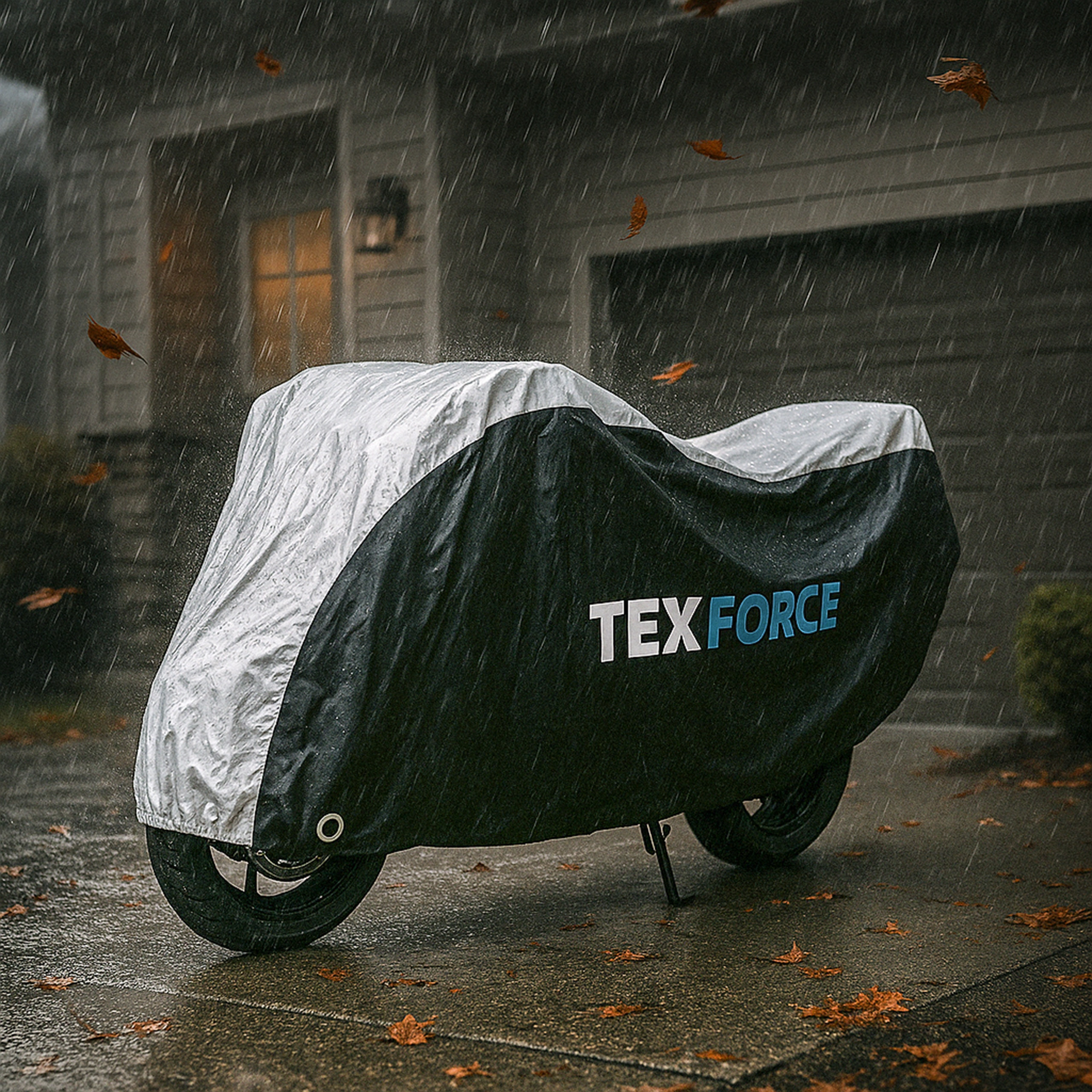 Ochranná plachta na motorku TEXFORCE stříbrná / černá