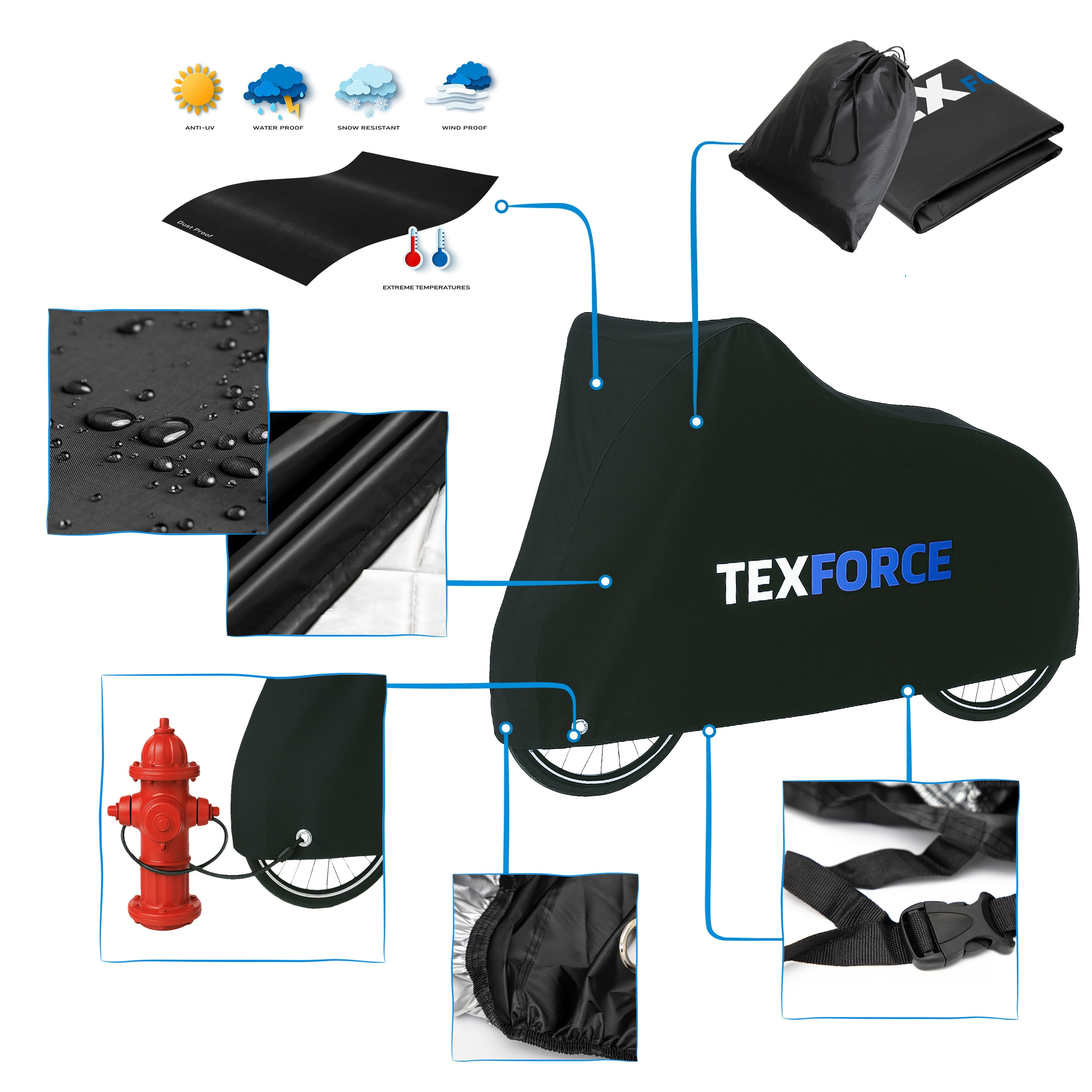 Ochranná plachta na kolo TEXFORCE stříbrná / černá