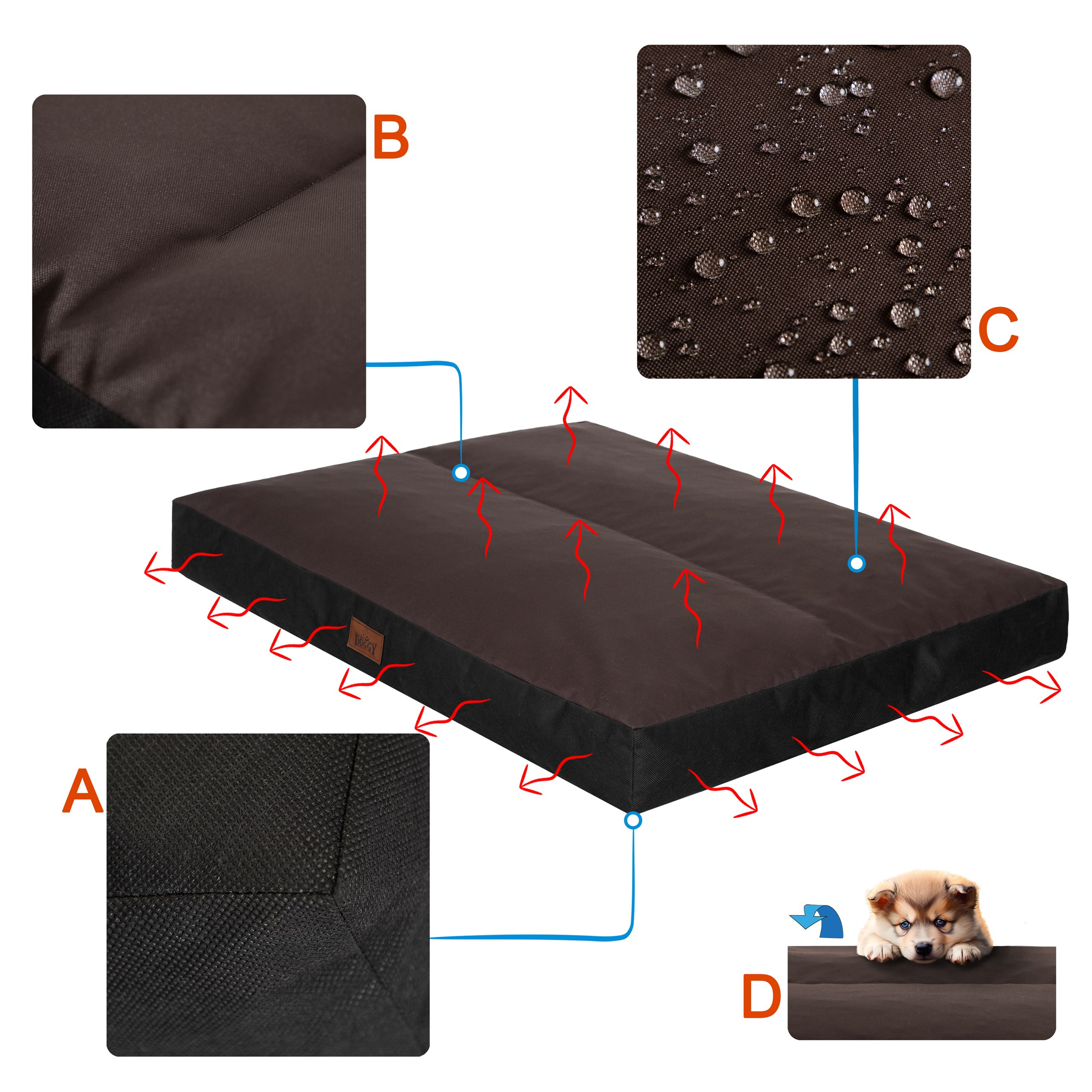 Obdélníkový matrac L tmavě hnědý