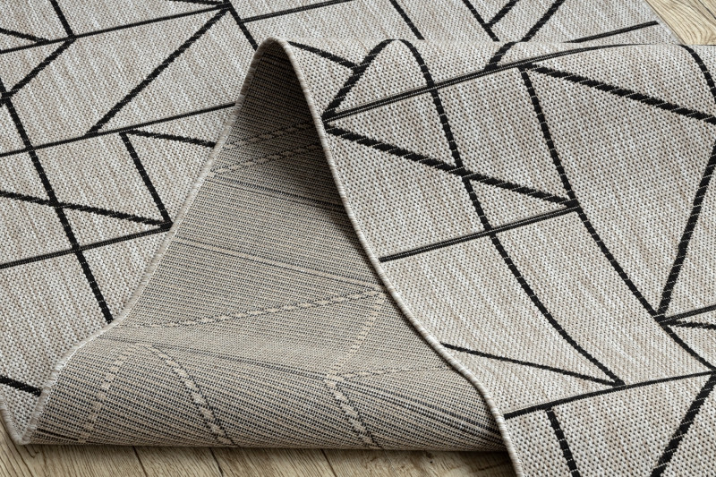 Běhoun SIZAL FLOORLUX 20605 trojúhelníky geometrický - stříbrný, černý