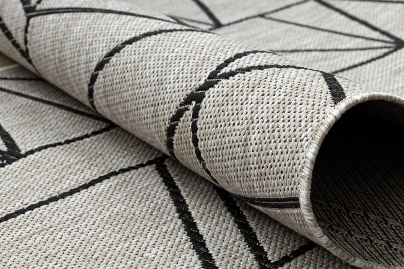 Běhoun SIZAL FLOORLUX 20605 trojúhelníky geometrický - stříbrný, černý