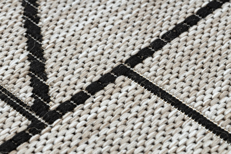 Běhoun SIZAL FLOORLUX 20605 trojúhelníky geometrický - stříbrný, černý