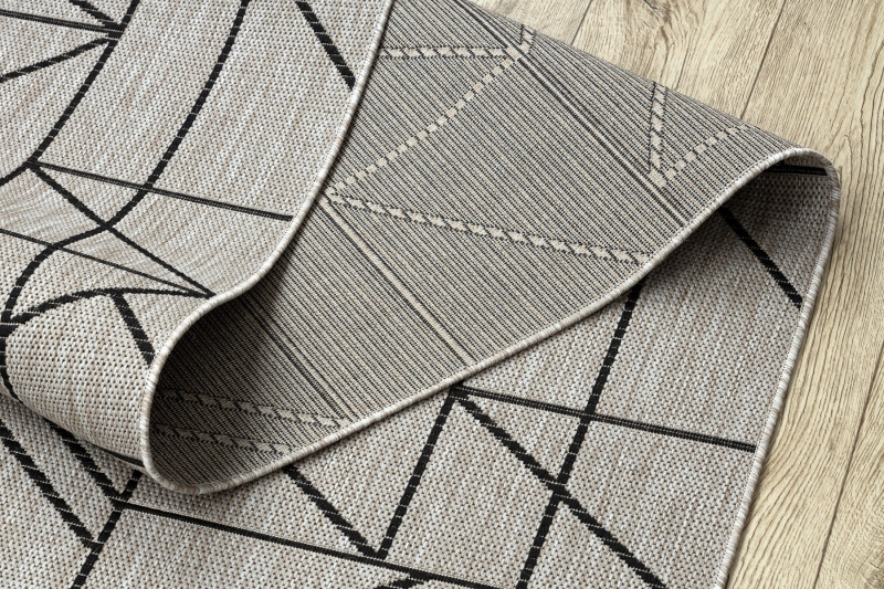 Běhoun SIZAL FLOORLUX 20605 trojúhelníky geometrický - stříbrný, černý