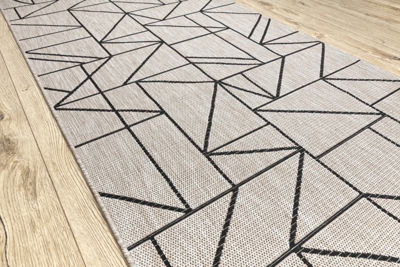 Běhoun SIZAL FLOORLUX 20605 trojúhelníky geometrický - stříbrný, černý