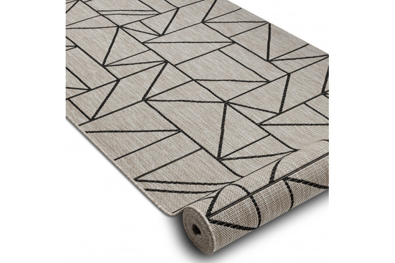 Běhoun SIZAL FLOORLUX 20605 trojúhelníky geometrický - stříbrný, černý