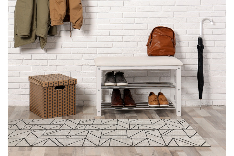 Běhoun SIZAL FLOORLUX 20605 trojúhelníky geometrický - stříbrný, černý