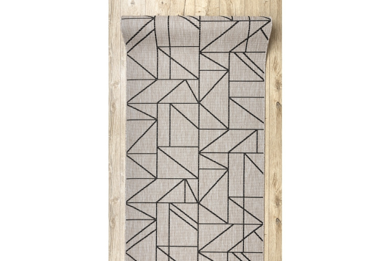 Běhoun SIZAL FLOORLUX 20605 trojúhelníky geometrický - stříbrný, černý