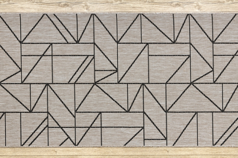 Běhoun SIZAL FLOORLUX 20605 trojúhelníky geometrický - stříbrný, černý