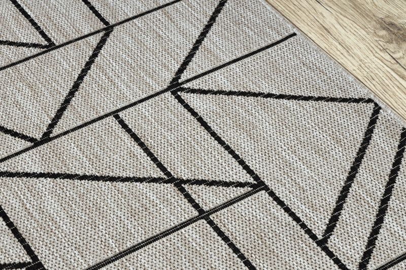 Běhoun SIZAL FLOORLUX 20605 trojúhelníky geometrický - stříbrný, černý