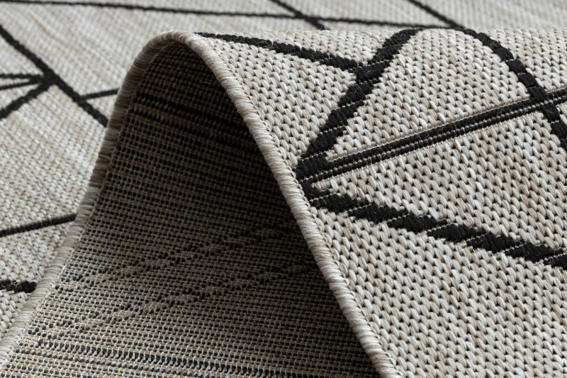 Běhoun SIZAL FLOORLUX 20605 trojúhelníky geometrický - stříbrný, černý