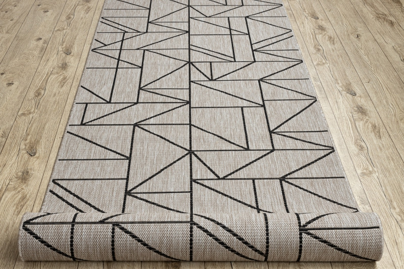 Běhoun SIZAL FLOORLUX 20605 trojúhelníky geometrický - stříbrný, černý