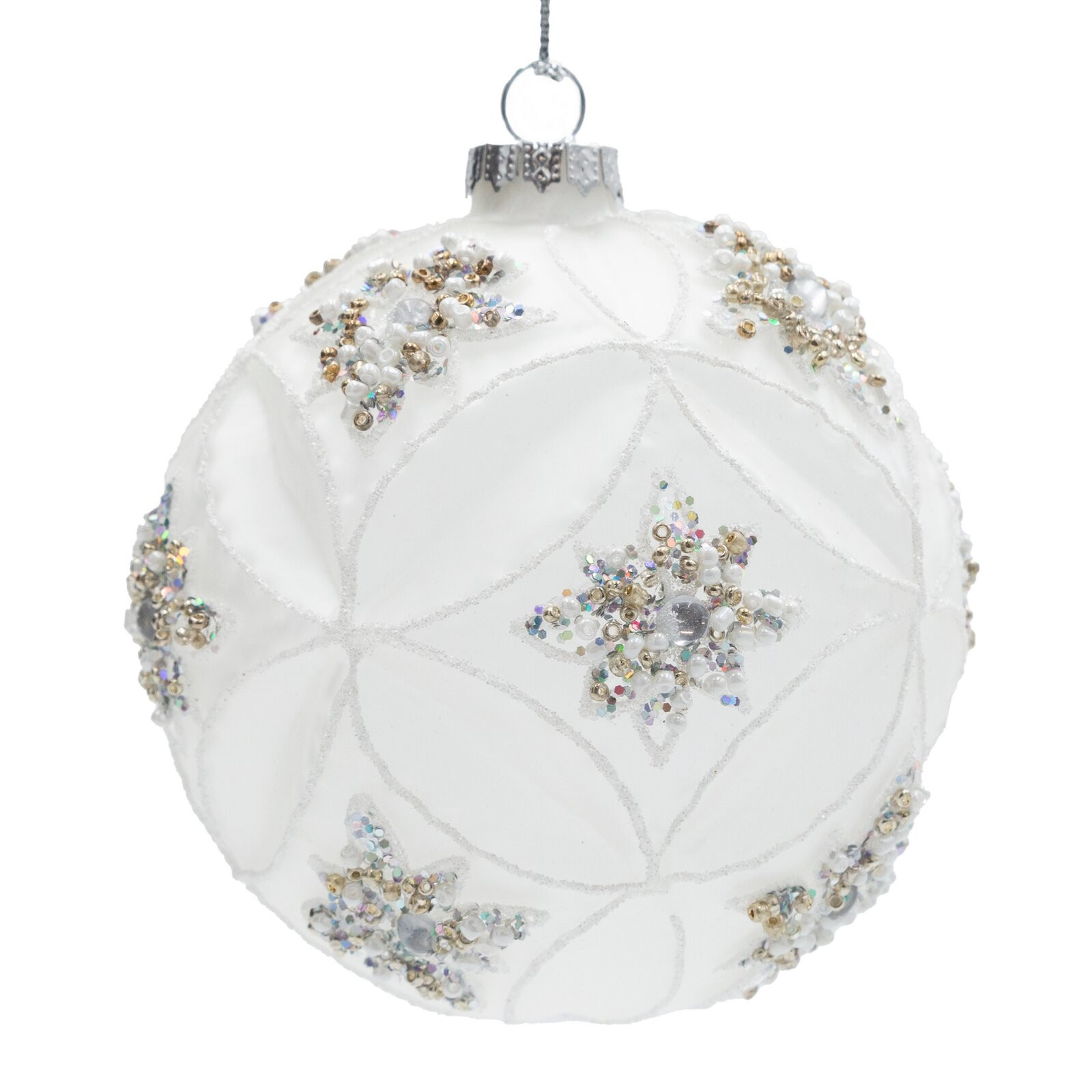 Závěsná vánoční dekorace CHRISTMAS 525 bílá / zlatá (4 ks)