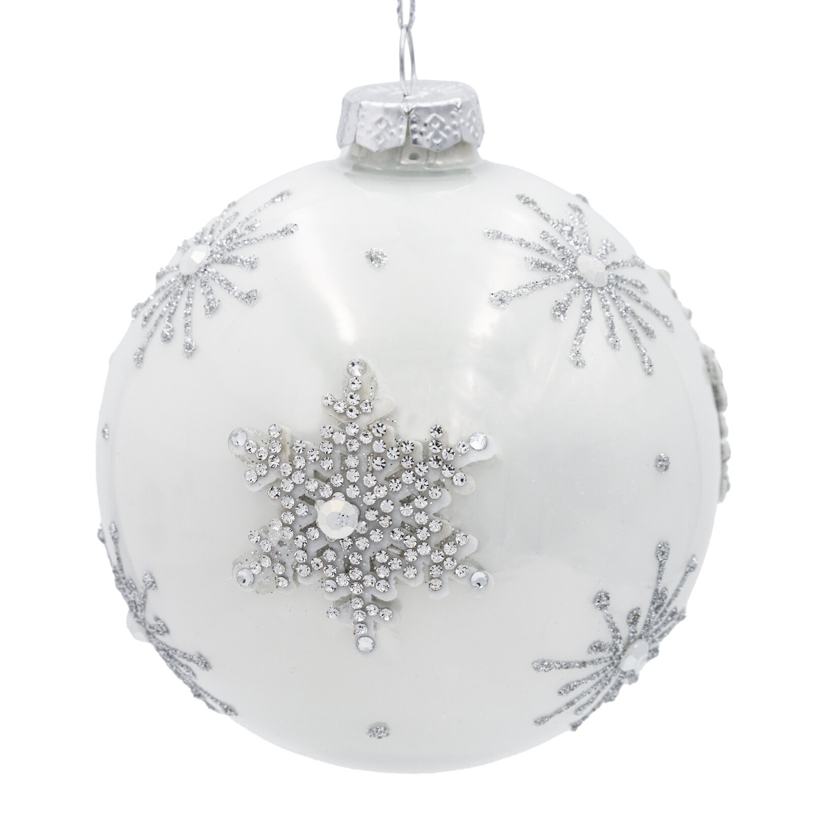 Závěsná vánoční dekorace CHRISTMAS 535 bílá / stříbrná (4 ks)