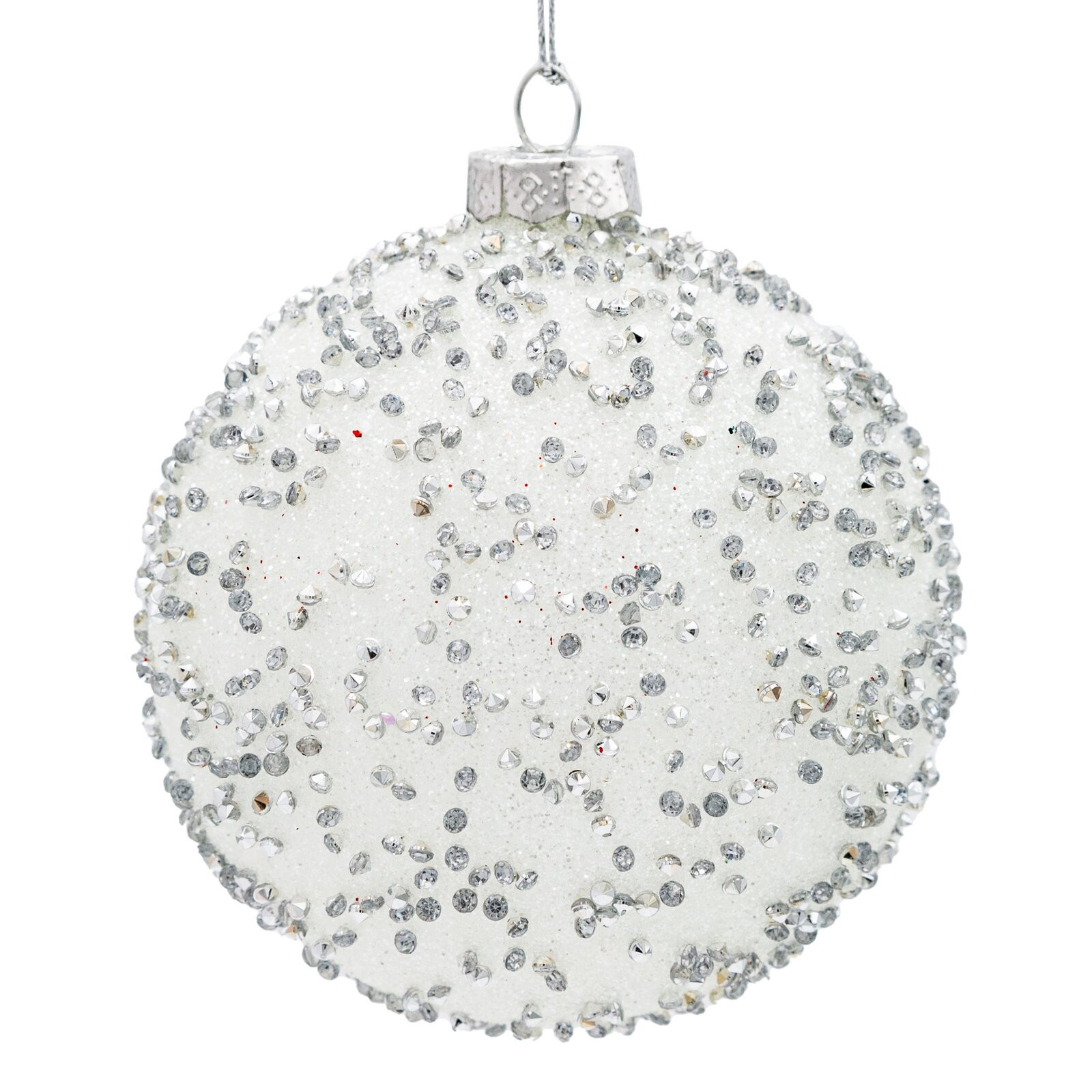 Závěsná vánoční dekorace CHRISTMAS 553 bílá / stříbrná (4 ks)