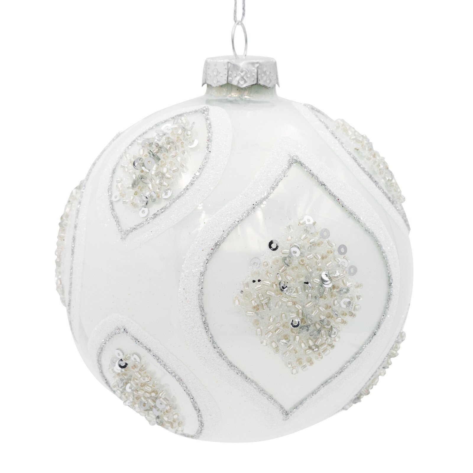 Závěsná vánoční dekorace CHRISTMAS 557 bílá / stříbrná (4 ks)