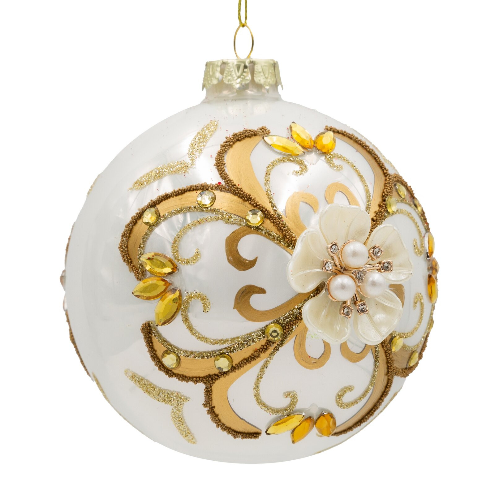 Závěsná vánoční dekorace CHRISTMAS 570 bílá / zlatá (4 ks)