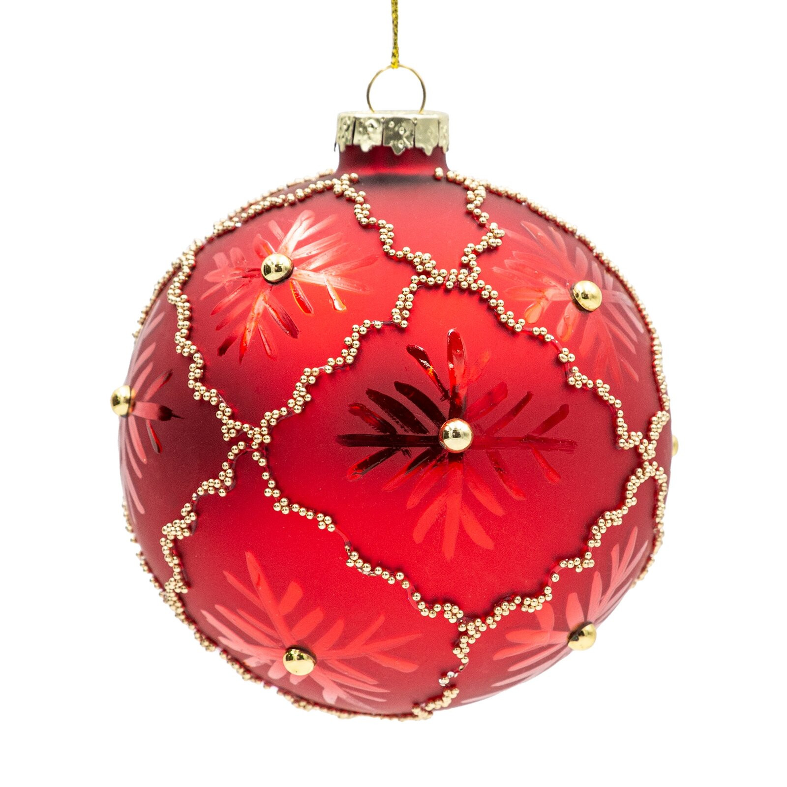 Závěsná vánoční dekorace CHRISTMAS 528 zlatá / červená (4 ks)