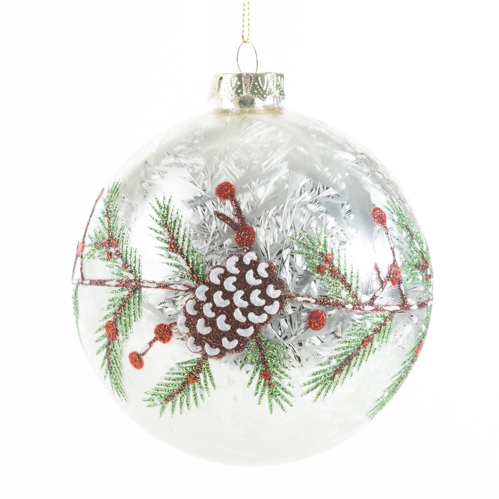 Závěsná vánoční dekorace CHRISTMAS 567 stříbrná / zelená (4 ks)