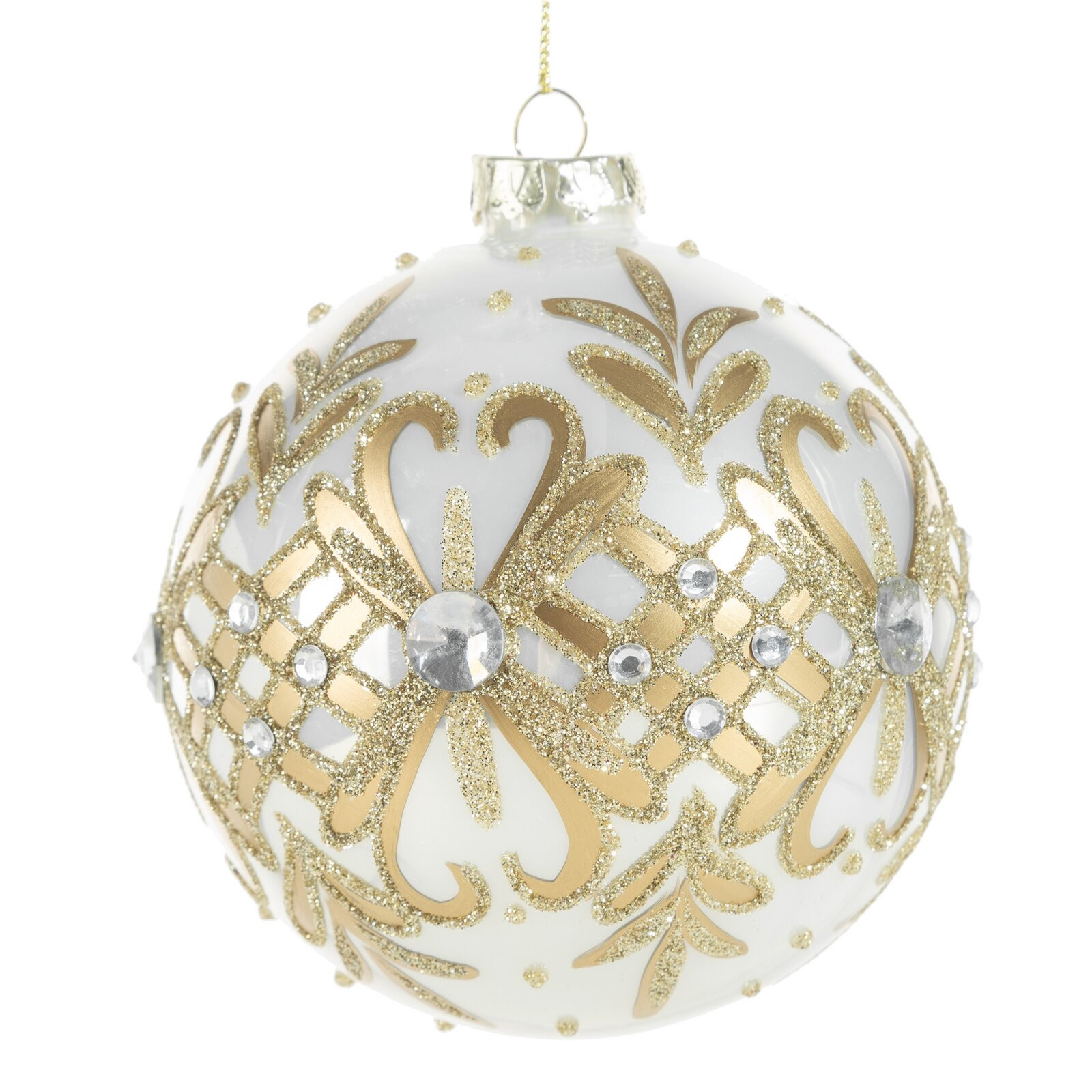 Závěsná vánoční dekorace CHRISTMAS 571 bílá / zlatá (4 ks)