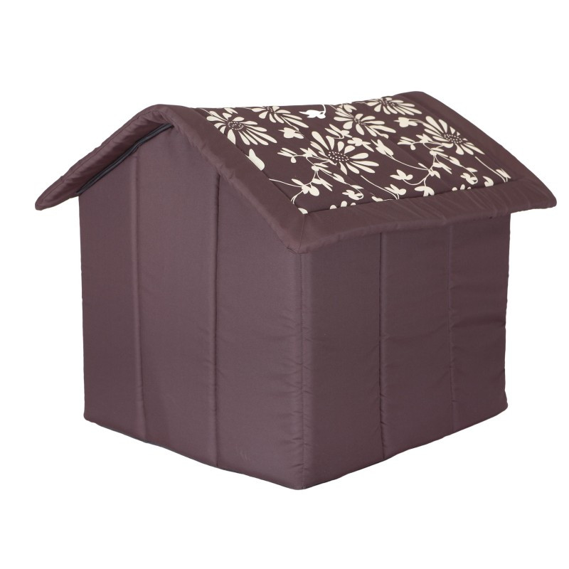 Bouda pro psa R2 květiny, hnědá