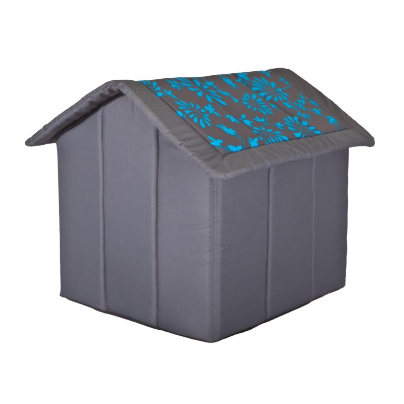 Bouda pro psa R2 květiny, šedá