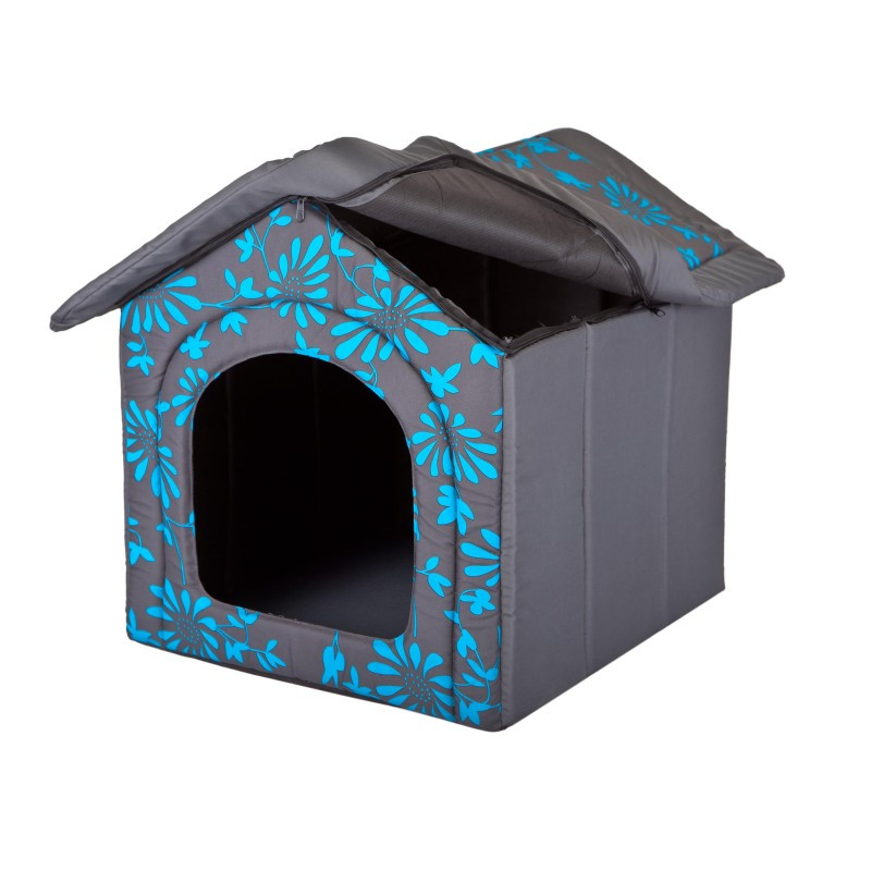 Bouda pro psa R2 květiny, šedá