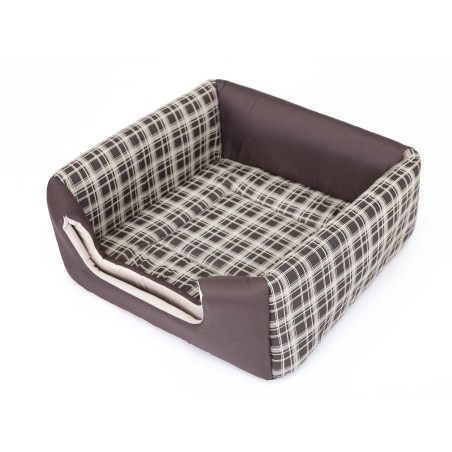 Bouda a pelíšek pro psa BUTTERFLY R4 károvaná, hnědá