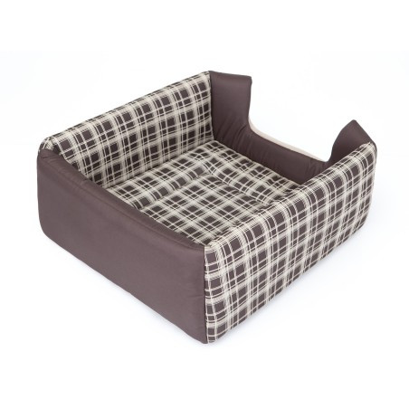 Bouda a pelíšek pro psa BUTTERFLY R2 károvaná, hnědá