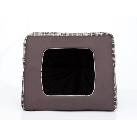 Bouda a pelíšek pro psa BUTTERFLY R3 károvaná, hnědá