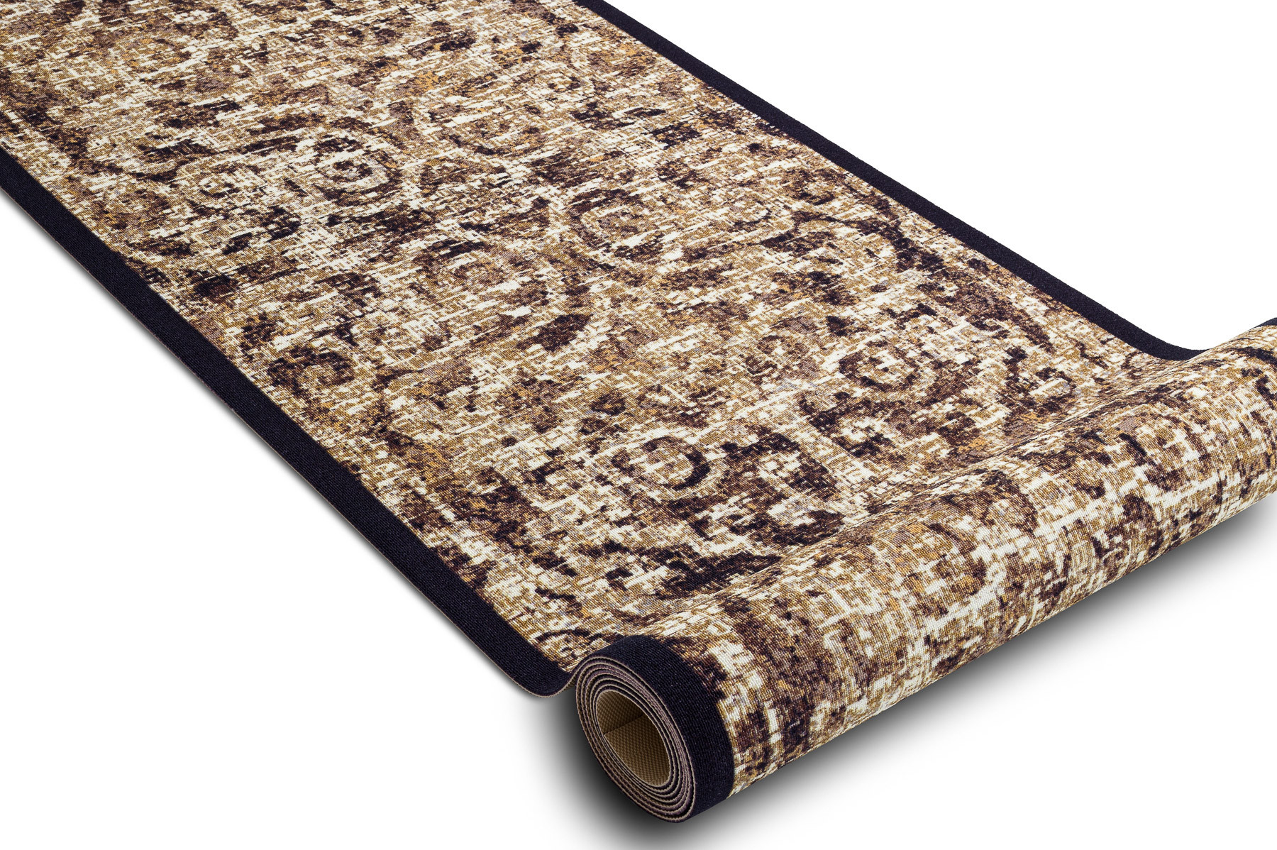 Protiskluzový běhoun DIGITAL - CLASSIC Ornament, béžový / hnědý