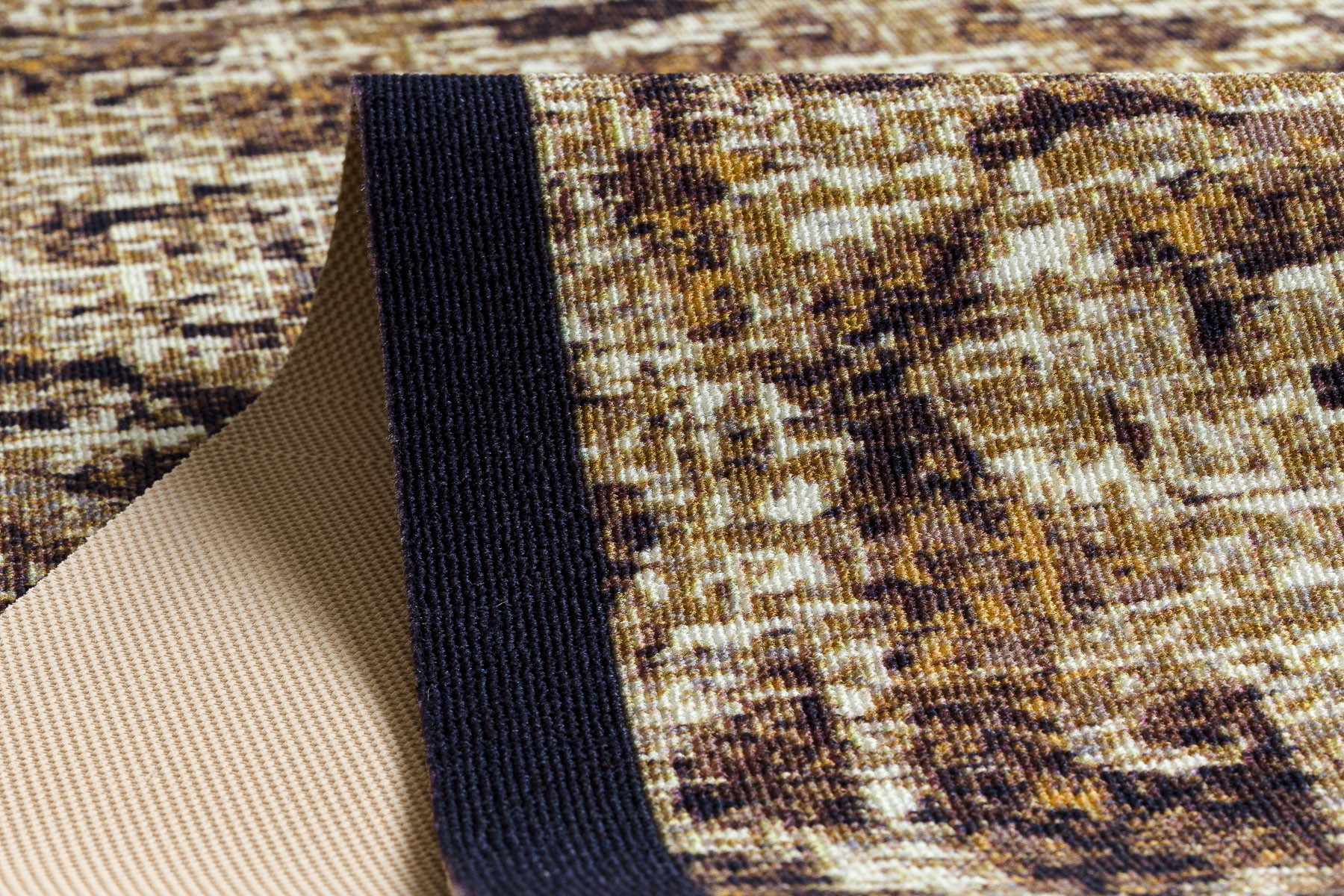 Protiskluzový běhoun DIGITAL - CLASSIC Ornament, béžový / hnědý