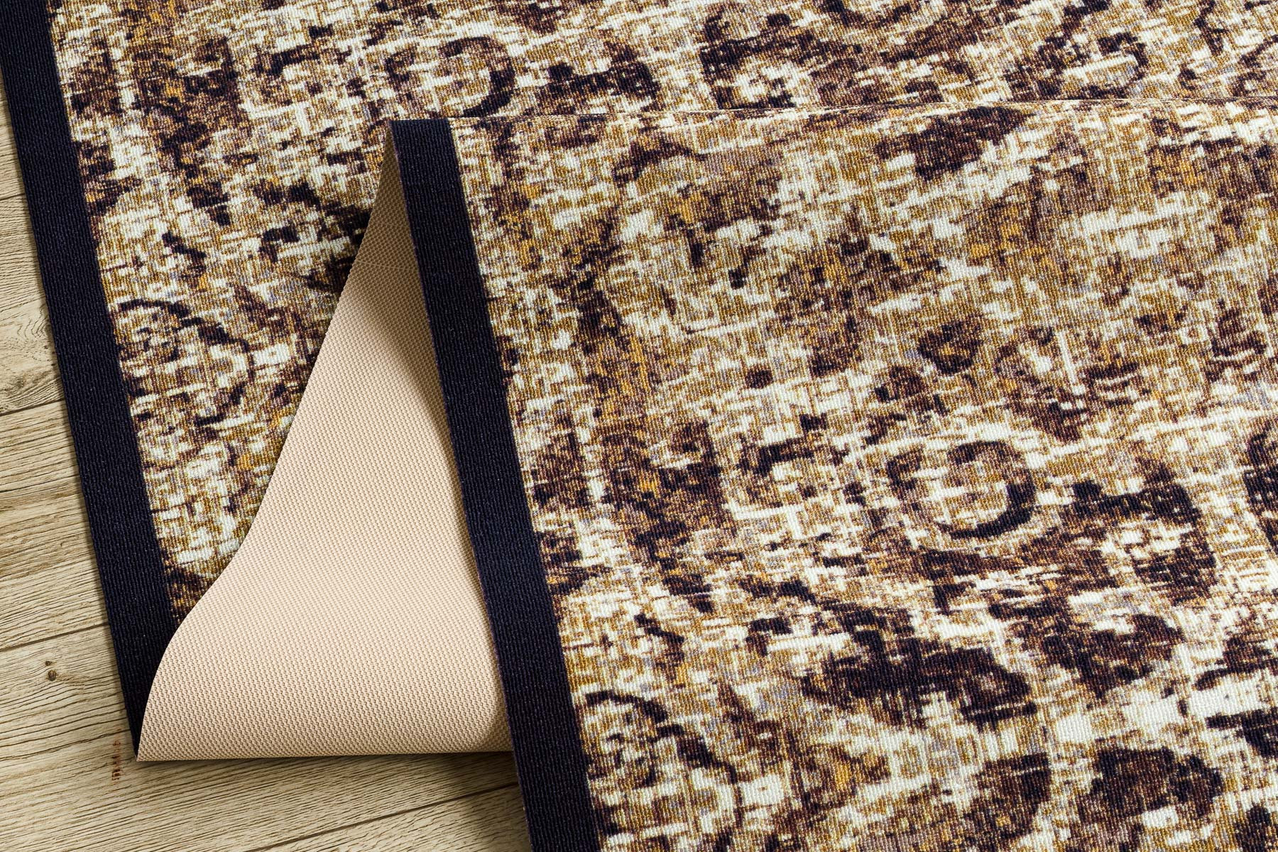 Protiskluzový běhoun DIGITAL - CLASSIC Ornament, béžový / hnědý