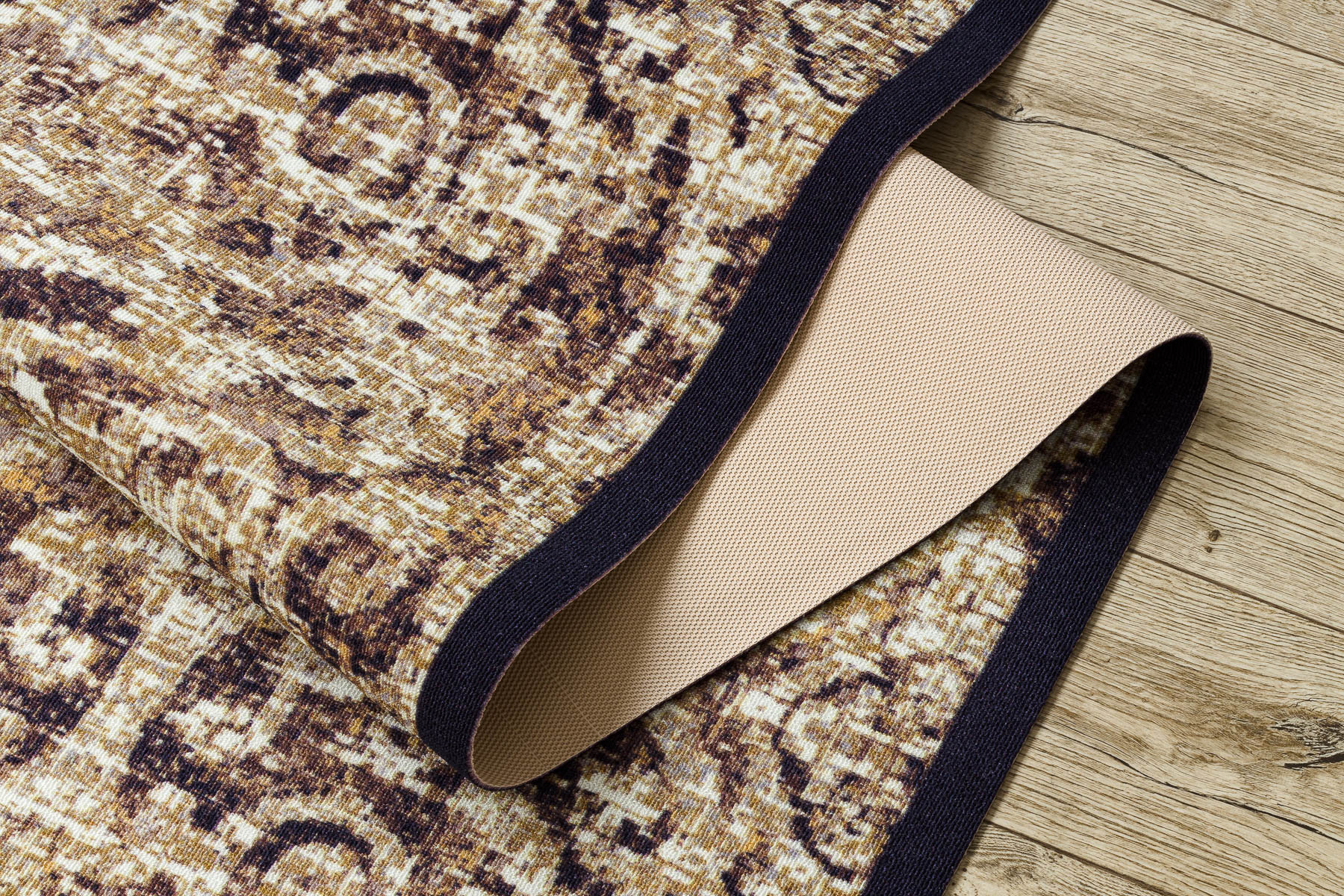 Protiskluzový běhoun DIGITAL - CLASSIC Ornament, béžový / hnědý