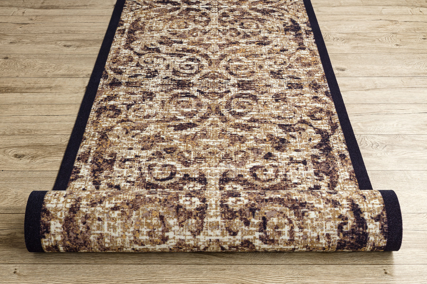 Protiskluzový běhoun DIGITAL - CLASSIC Ornament, béžový / hnědý