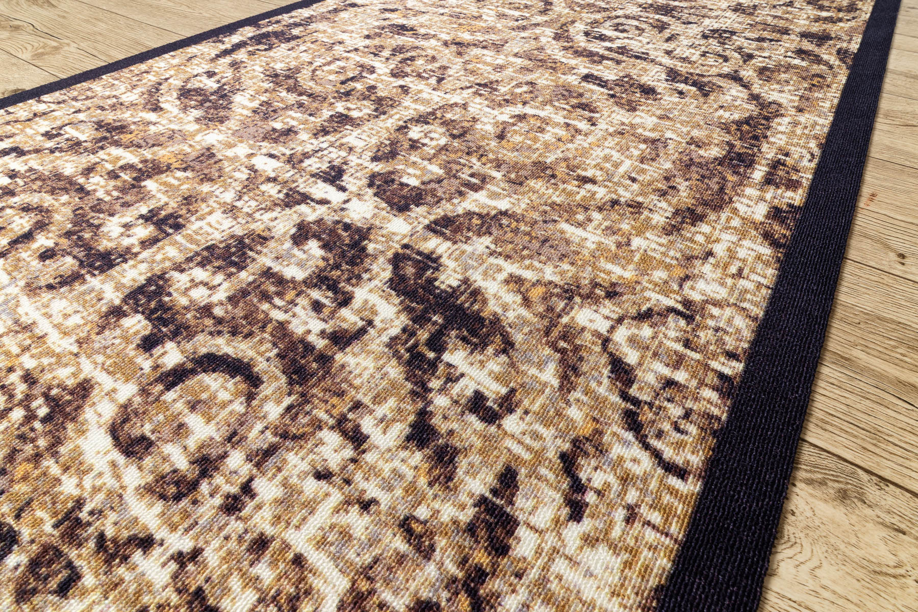 Protiskluzový běhoun DIGITAL - CLASSIC Ornament, béžový / hnědý