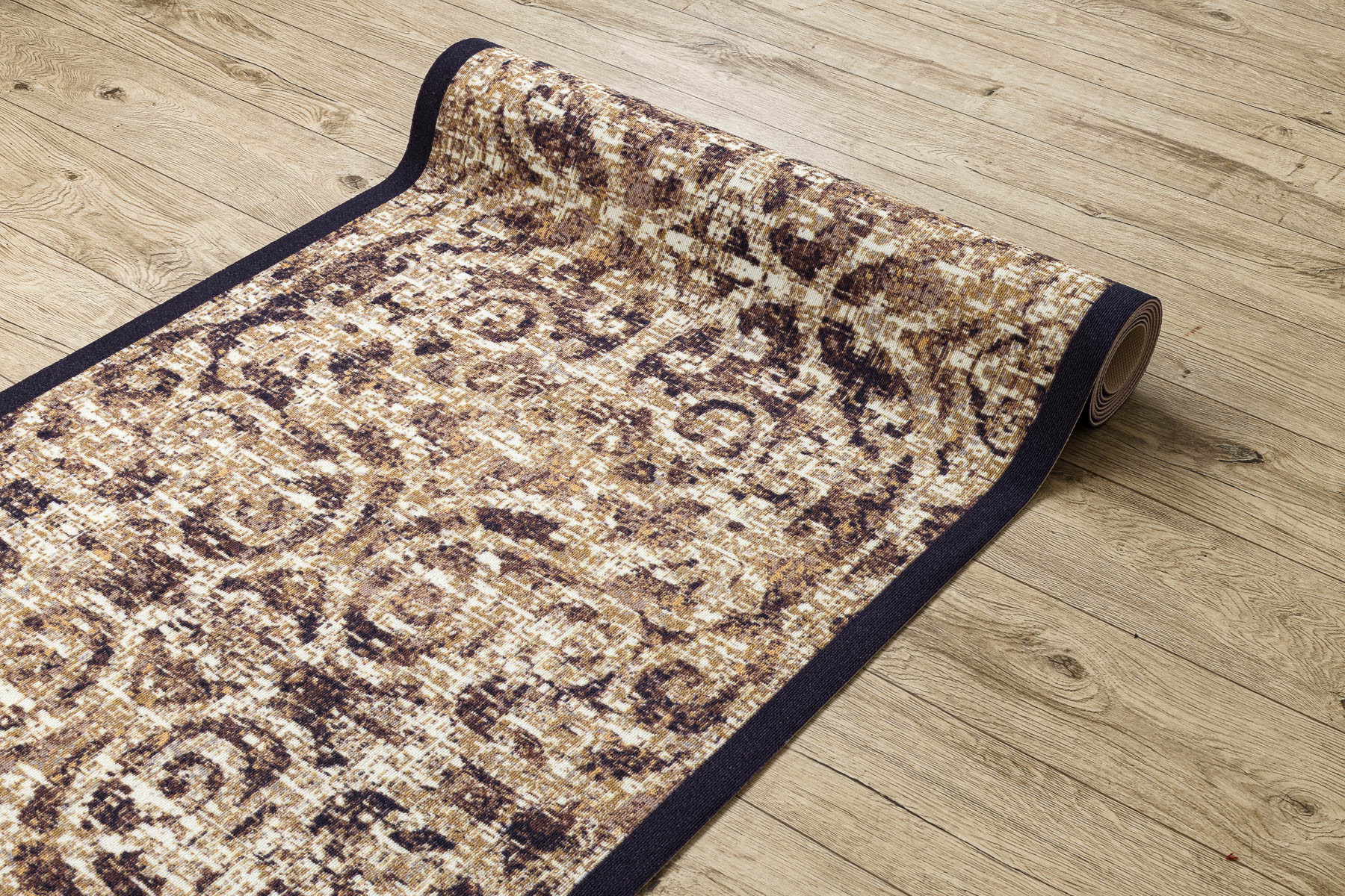 Protiskluzový běhoun DIGITAL - CLASSIC Ornament, béžový / hnědý