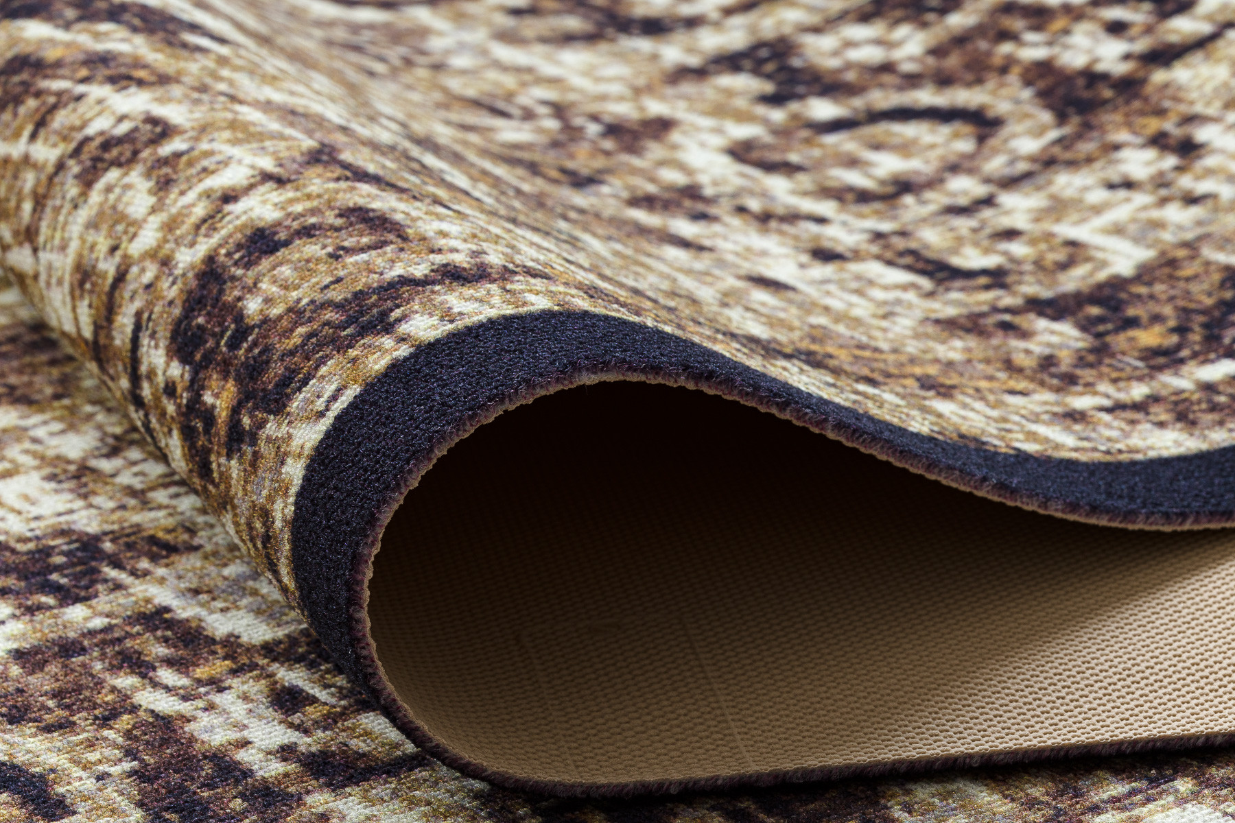 Protiskluzový běhoun DIGITAL - CLASSIC Ornament, béžový / hnědý