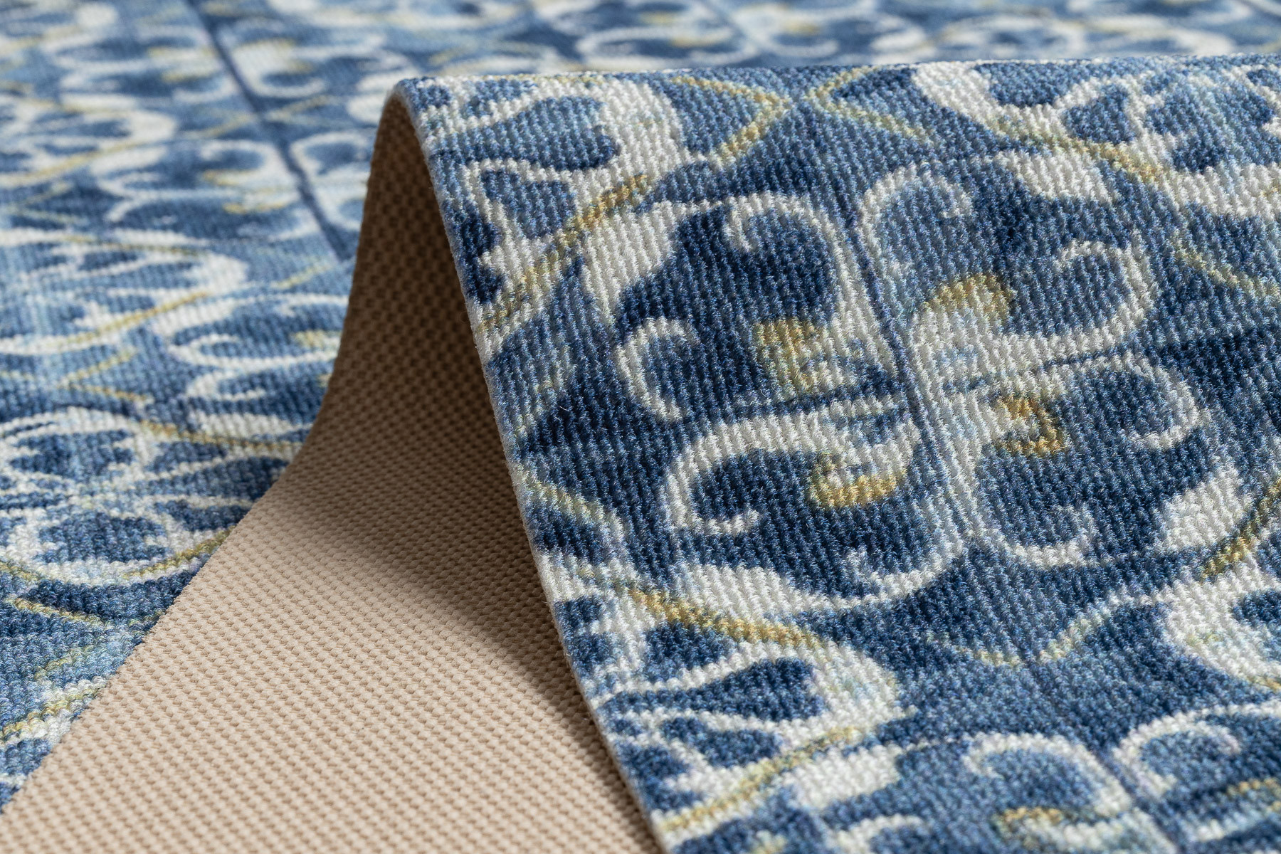 Protiskluzový běhoun DIGITAL lisabonský obklad, modrý / zlatý