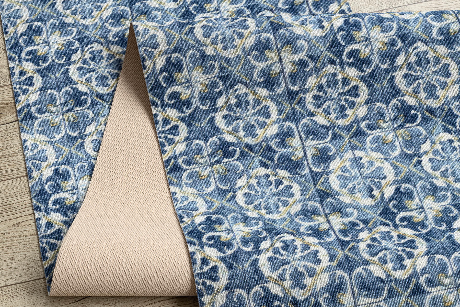 Protiskluzový běhoun DIGITAL lisabonský obklad, modrý / zlatý