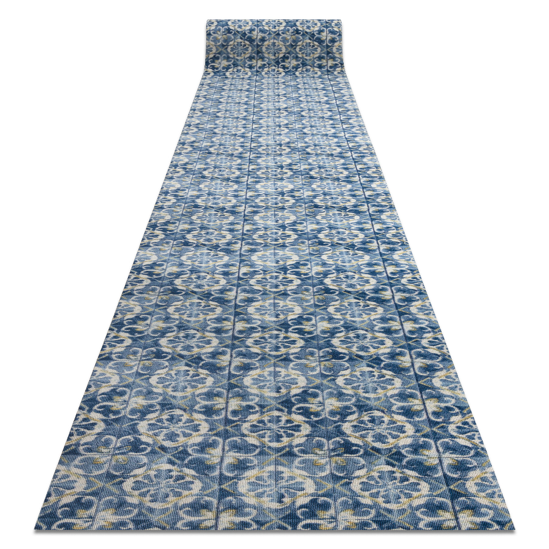 Protiskluzový běhoun DIGITAL lisabonský obklad, modrý / zlatý