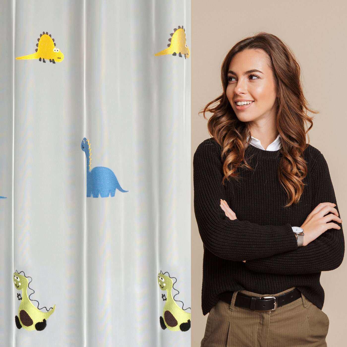 Hotová záclona DINO bílá - na průchodkách