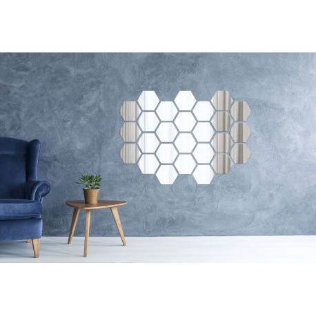 Zrcadlo HEX stříbrné