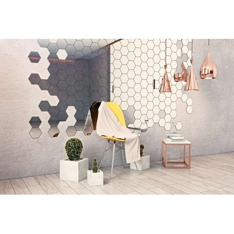 Zrcadlo HEX stříbrné