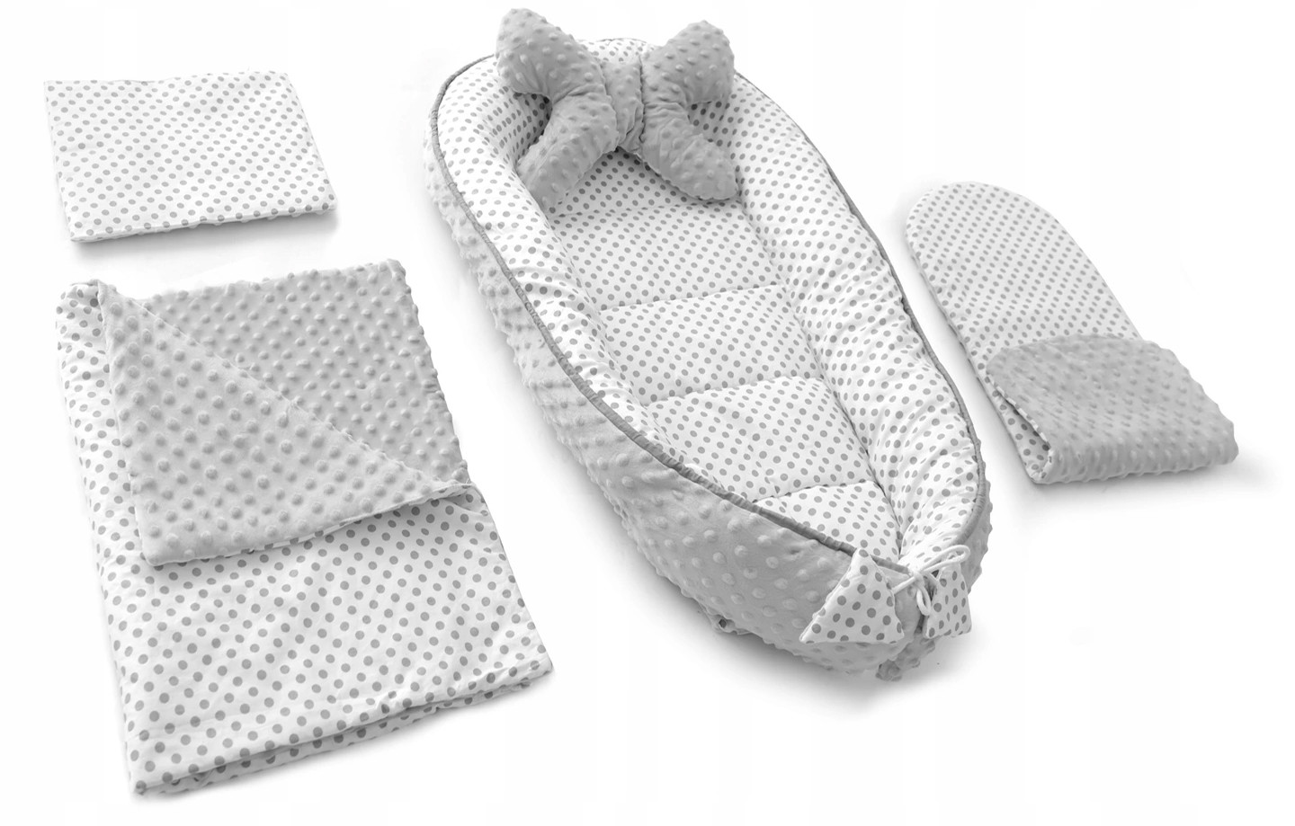 Dětské hnízdo 5v1 DOTS bílé / šedé