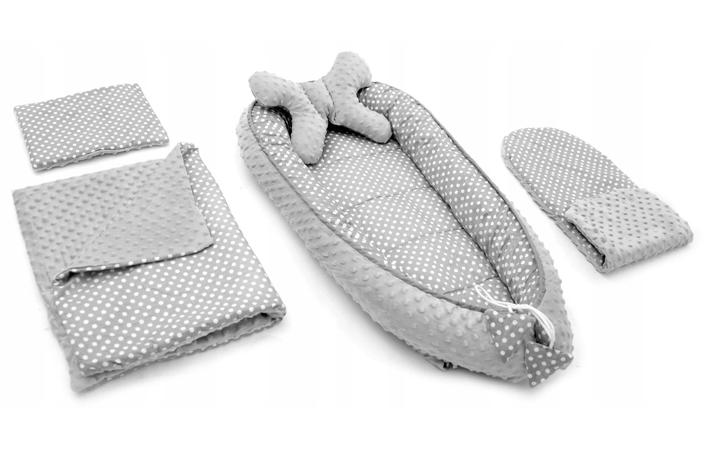 Dětské hnízdo  5v1 GREY/WHITE DOTS