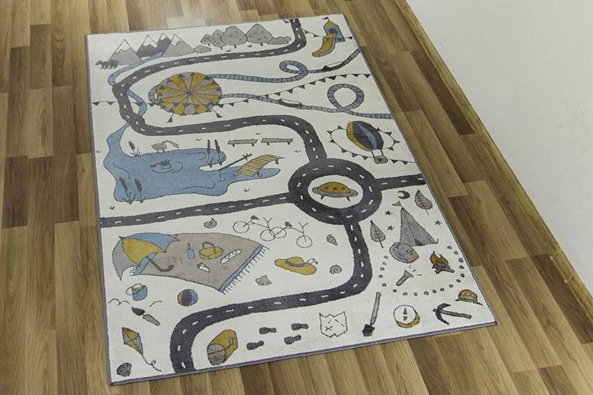 Dětský koberec Ameria cestičky, šedý / krémový