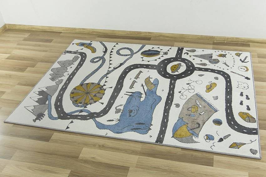 Dětský koberec Ameria cestičky, šedý / krémový