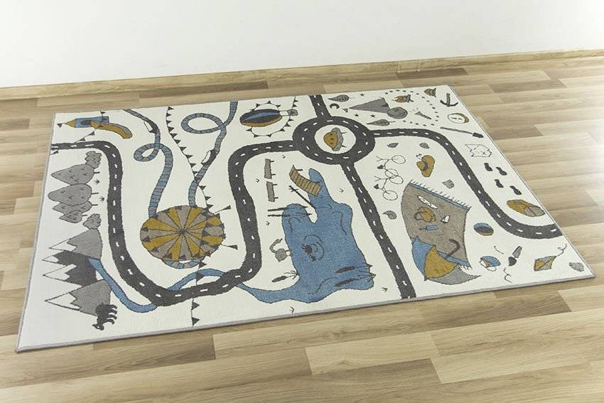 Dětský koberec Ameria cestičky, šedý / krémový