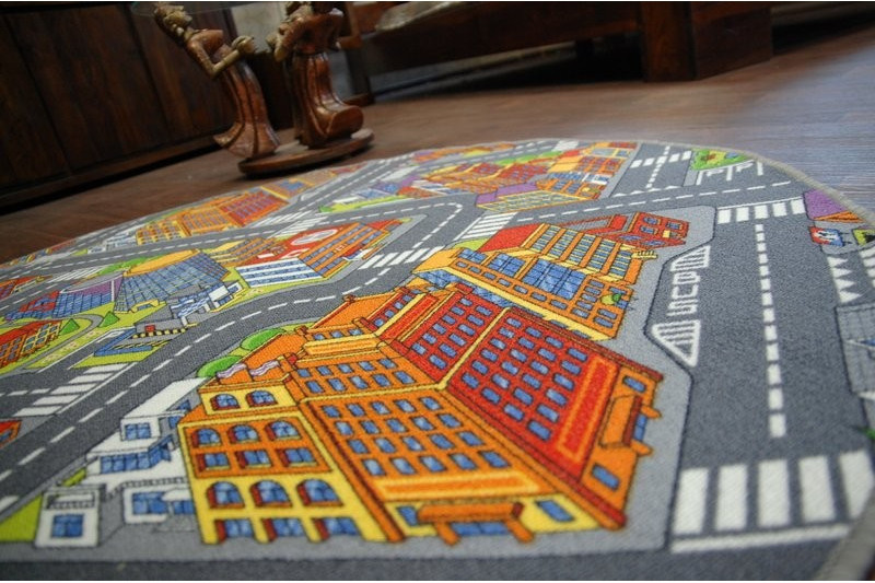 Dětský  Koberec BIG CITY kruh Šedý