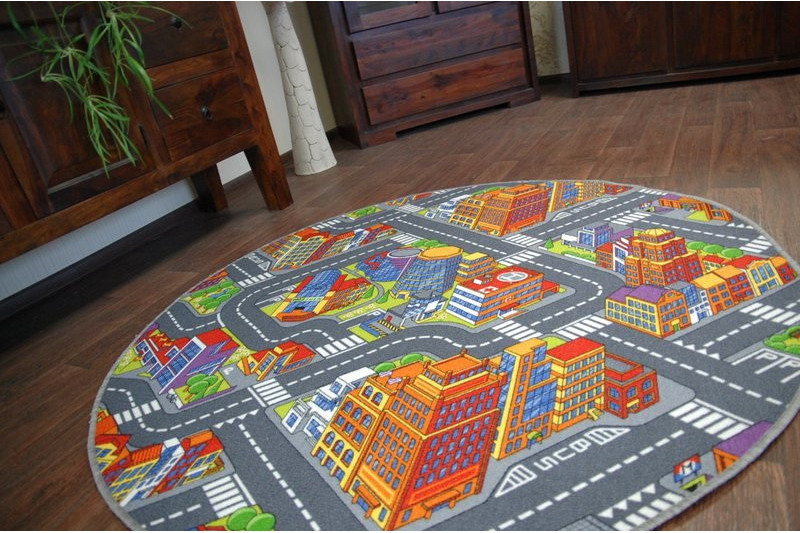 Dětský  Koberec BIG CITY kruh Šedý